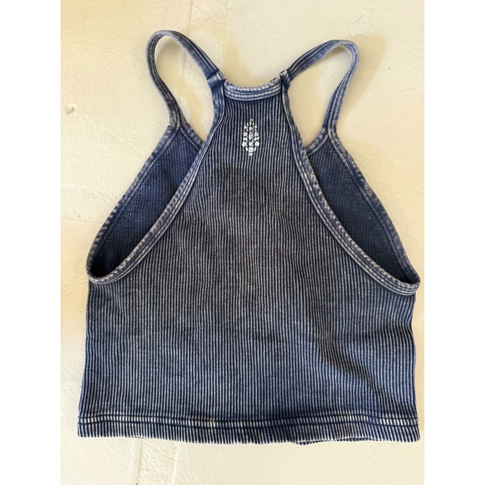 Free People Movement Happiness Runs Crop Tank Top Navy Charcoal Ribbed XS/S - Picture 4 of 4